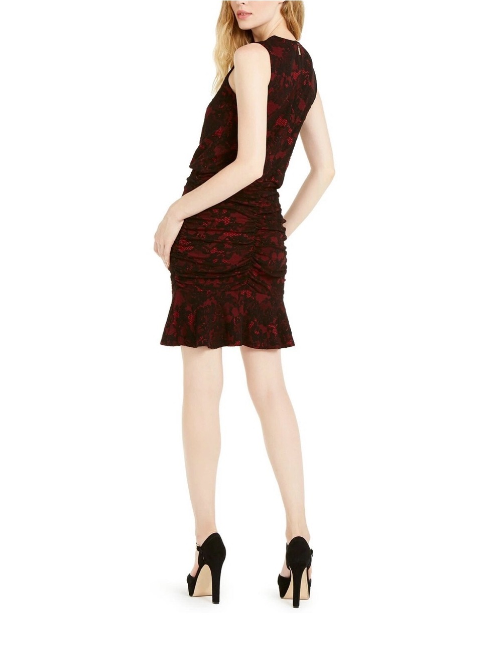 Michael Michael Kors Red Currant Lace Ruched Dress – Size Small – NWT - Picture 2 of 7
